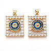 Brass Micro Pave Clear Cubic Zirconia Pendants for Women KK-T070-91A-04-1