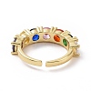 Colorful Cubic Zirconia Open Cuff Ring RJEW-I093-03LG-4