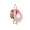 Dyed Synthetic Moonstone Round Connector Charms PALLOY-JF02690-01-3