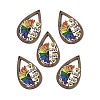 Rainbow/Pride Flag Theme Single Face Printed Aspen Wood Big Pendants WOOD-G014-02F-1