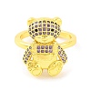 Bear Brass Micro Pave Cubic Zirconia Open Cuff Ring for Women RJEW-U003-23C-G-2