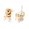 Brass Rose Stud Earrings for Women EJEW-G321-09G-2