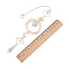 Sun Moon Ring Brass & Natural Rose Quartz Chip Suncatcher HJEW-JM05027-02-3