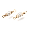 Brass & ABS Plastic Imitation Pearl Round Links Connector Charms KK-C258-03LG-2