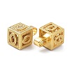 Alphabet Brass Micro Pave Clear Cubic Zirconia Pendants ZIRC-O045-01G-O-3