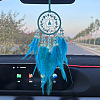 Natural Aquamarine Woven Web/Net with Feather Pendant Decorations PW-WG76260-03-1