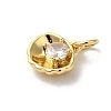 Rack Plating Brass Clear Cubic Zirconia Charms KK-Z056-29G-2