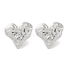 304 Stainless Steel Textured Heart Stud Earrings EJEW-D281-17S-1