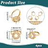  4Pcs Adjustable Brass Micro Pave Clear Cubic Zirconia Finger Ring Components ZIRC-NB0002-06G-2