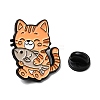 Cat with Fish Enamel Pins JEWB-I055-05EB-07-3