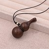 Wood Gourd Pendant Adjustable Waxed Cord Necklaces WGF04D5-01-1
