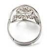 Non-Tarnish Adjustable 304 Stainless Steel Woven Web/Net with Feather Ring RJEW-F149-05P-3