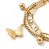 Butterfly and Round Ball Charm Multi-strand Bracelet BJEW-G639-03G-2