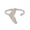 Non-Tarnish 201 Stainless Steel Whale Tail Shape Open Cuff Ring for Women RJEW-C045-09P-2