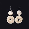 Handmade Cane Woven Beads Dangle Earrings EJEW-JE03039-1