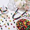 1000Pcs 4 Colors Dyed Natural Wood Beads COCO-SP0002-03-4
