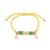 Handmade Japanese Seed Rectangle with Flower Link Braided Bead Bracelet BJEW-MZ00014-02-1