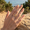 304 Stainless Steel Rhinestone Heart Cuff Open Rings for Women MH2776-2
