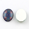 Kaleidoscope Flower Pattern Glass Oval Flatback Cabochons for DIY Projects GGLA-R022-14x10-97-2