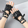 2 Pairs PU Leather Biker Punk Gloves with Belt AJEW-CL0003-02-4