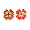 Brass Micro Pave Clear Cubic Zirconia and Enamel Connector Charms AL-CBA6E16-01G-B-1