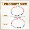 2Pcs 2 Styles Word Acrylic & Brass Heart Beaded Stretch Bracelets BJEW-LP0004-27-2