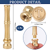 1Pc Golden Tone Brass Wax Seal Stamp Head with Bamboo Stick Shaped Handle STAM-CP0001-04M-2