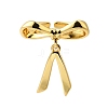 Bowknot Brass Finger Open Cuff Rings for Women RJEW-A048-28G-2