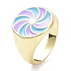 Pinwheel Pattern Alloy Enamel Finger Rings RJEW-Z008-15LG-B-1