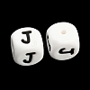 20Pcs White Cube Letter Silicone Beads 12x12x12mm Square Dice Alphabet Beads with 2mm Hole Spacer Loose Letter Beads for Bracelet Necklace Jewelry Making JX432J-2