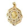 Rack Plating Brass Micro Pave Clear Cubic Zirconia Pendants KK-P267-14C-G-1