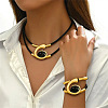 Number 6 Alloy & Acrylic & Wax Cord Double Layer Necklaces & Bracelets Sets for Women FS-WGEF13A-01-3