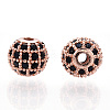 Rack Plating Brass Cubic Zirconia Beads ZIRC-S001-6mm-B01-2