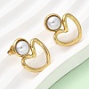 201 Stainless Steel ABS Plastic Pearl Stud Earrings EJEW-Z151-13G-01-1