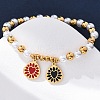 201 Stainless Steel Round Beaded Stretch Bracelets BJEW-C090-03G-G-3