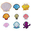 HOBBIESAY 18Pcs 9 Styles Shell & Octopus Shape Polyester Applqiues PATC-HY0001-37-1