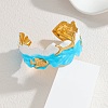 Ocaen Theme 304 Stainless Steel Enamel Cuff Bangles for Women BJEW-Z160-03G-01-1