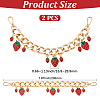 2Pcs Alloy Enamel Strawberry Charm Aluminum Bag Decorative Chains HJEW-BBC0001-27B-2