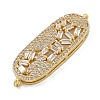 Rack Plating Brass Clear Cubic Zirconia Oval Connector Charms KK-A234-050G-2