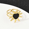 Heart Sun 304 Stainless Steel Enamel Finger Rings for Women RJEW-G355-08G-4