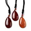 Natural Carnelian Pendant Necklace with Nylon Cord for Women NJEW-L464-A04-1