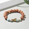 Synthetic Aqua Terra Jasper & Coconut Wood Stretch Bracele with Dragon Head for Men Women BJEW-JB07548-03-2
