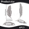 6Pcs Feather Shape Brass Rhinestone Lapel Pins for Backpack Clothes JEWB-UN0002-71A-3