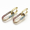 Brass Micro Pave Cubic Zirconia Huggie Hoop Earrings EJEW-S208-127-NF-2