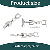 6Pcs 3 Colors Brass Clear Cubic Zirconia Fold Over Clasps FIND-HY0004-04-2