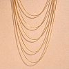 304 Stainless Steel Box Chain Multi Layered Necklaces for Women NJEW-U025-01G-03-1