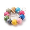 Natural Wood Round Beads Pendants PALLOY-JF01763-02-4