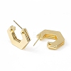 Brass Hexagon Stud Earrings KK-K271-19G-2