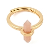 Double Pointed Hexagonal Prism Natural Sunstone Adjustable Rings for Women RJEW-G327-01G-01-2
