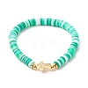 Polymer Clay Heishi Beads Stretch Bracelet for Women BJEW-JB07207-05-1
